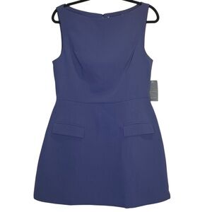 Amanda Uprichard Banco Sculptural A-Line Serenity Blue Boatneck Mini Dress L‎
